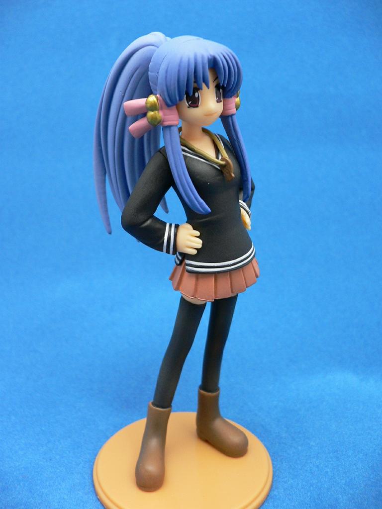 akasaka saki, aoba kozue, mahoraba, photo (medium), 00s, 1girl, blue hair, female focus, figure, red eyes, solo, thighhighs