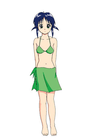 andou mahoro, mahoromatic, animated, animated gif, artist request, lowres, source request, blue hair, frown, green eyes, swimsuit, yoga