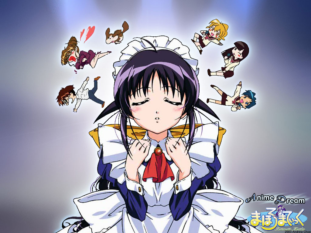 andou mahoro, misato suguru, ooe chizuko, sakura miyuki, shikijou saori, mahoromatic, blonde hair, blue hair, brown hair, maid, school uniform, serafuku, todorki rin
