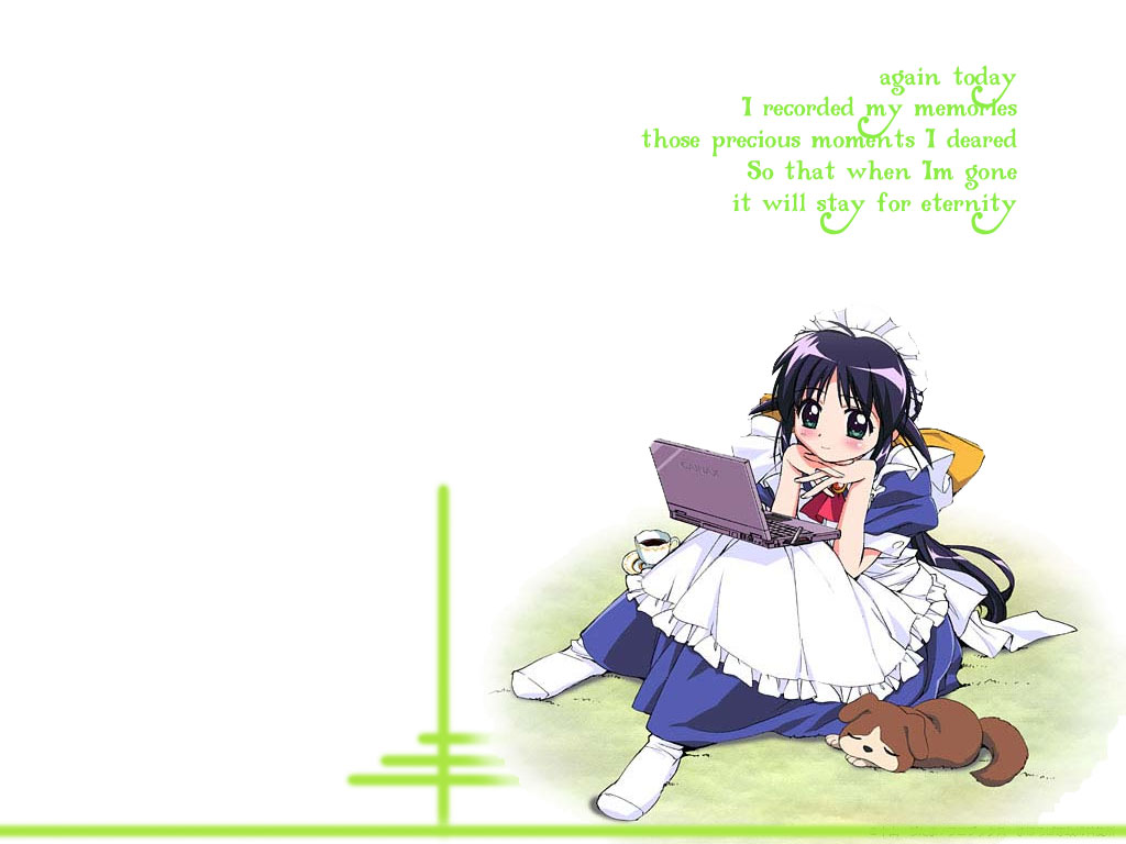 andou mahoro, mahoromatic, tagme, blue hair, green eyes, maid