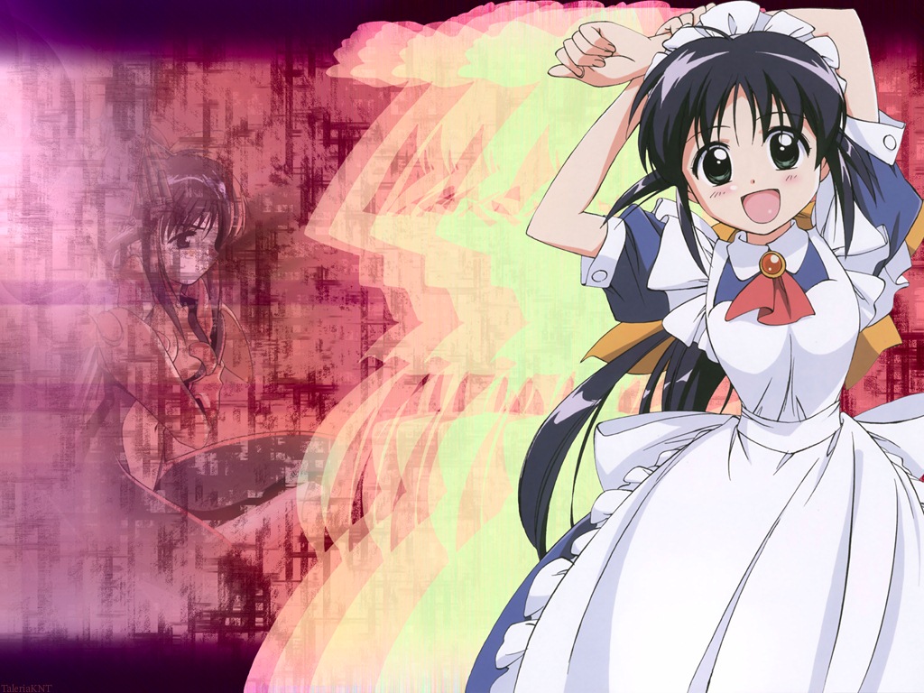 andou mahoro, mahoromatic, tagme, blue hair, green eyes, maid