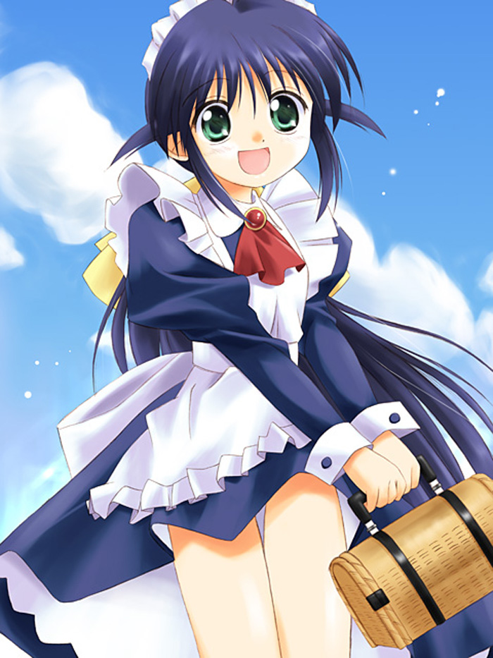 andou mahoro, mahoromatic, blue hair, green eyes, maid