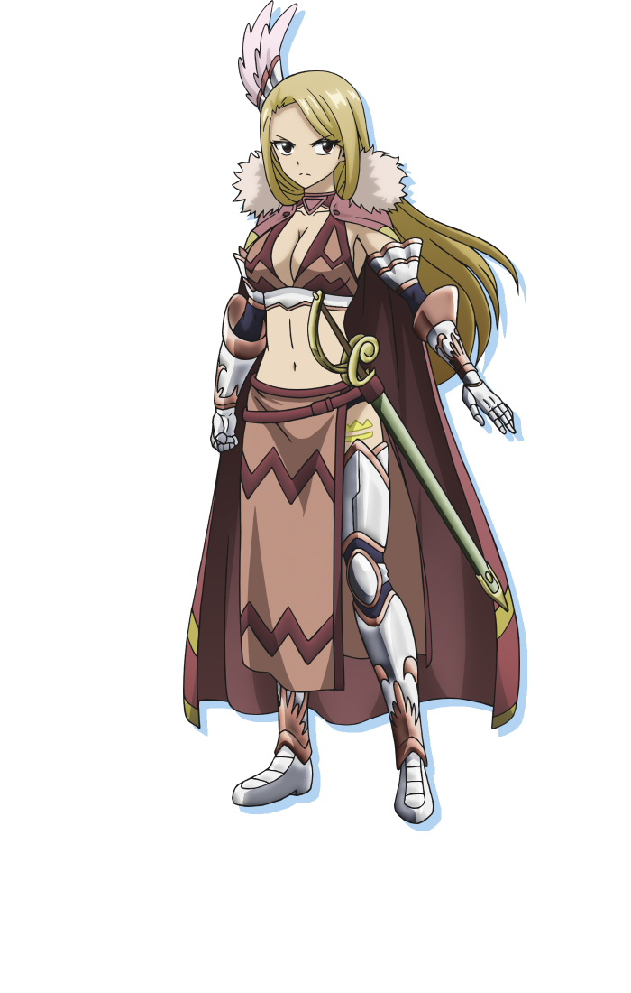 nares (farmagia), farmagia, official art, 1girl, anime coloring, armor, bikini, bikini top only, blonde hair, boots, breasts, brown bikini, brown hair, cleavage, cloak, closed mouth, full body, fundoshi, fur-trimmed cloak, fur trim, gauntlets, greaves, hair ornament, holding, holding sword, holding weapon, iizumi toshiomi, japanese clothes, large breasts, long hair, looking at viewer, navel, outstretched arm, scabbard, sheath, sheathed, simple background, solo, standing, swimsuit, sword, thigh boots, thighs, transparent background, v-shaped eyebrows, very long hair, weapon