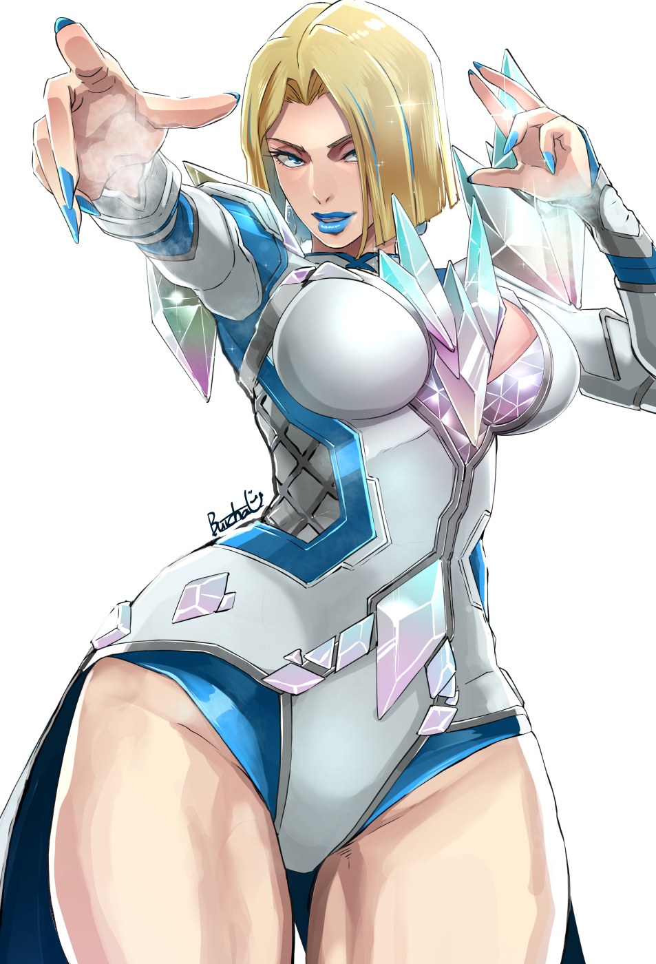 butcha-u, emma frost, marvel, marvel rivals, x-men, 1girl, blonde hair, breasts, large breasts