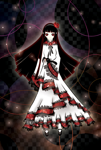 enma ai, jigoku shoujo, tagme, 00s, black hair, red eyes