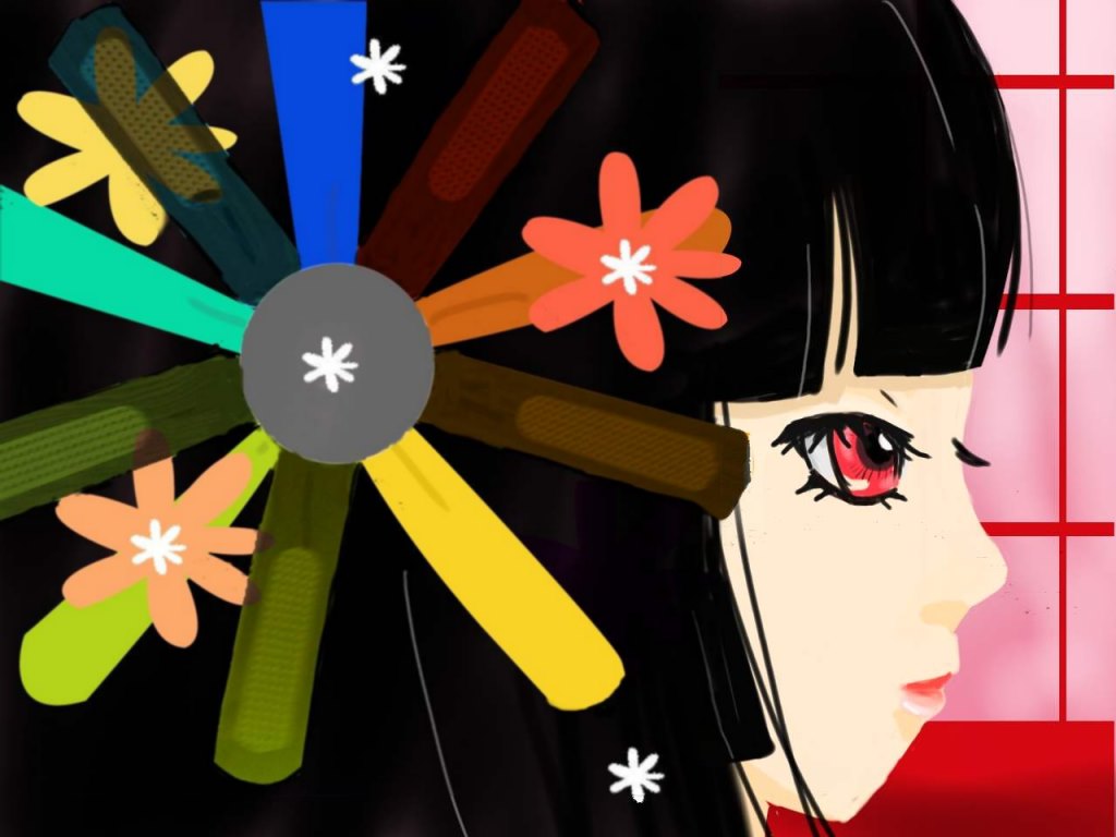 enma ai, jigoku shoujo, tagme, 00s, black hair, red eyes