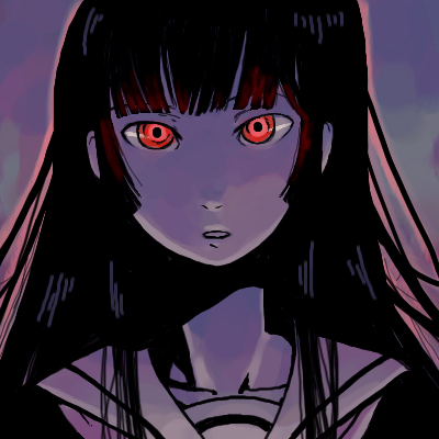 enma ai, jigoku shoujo, lowres, 00s, black hair, red eyes, school uniform, serafuku