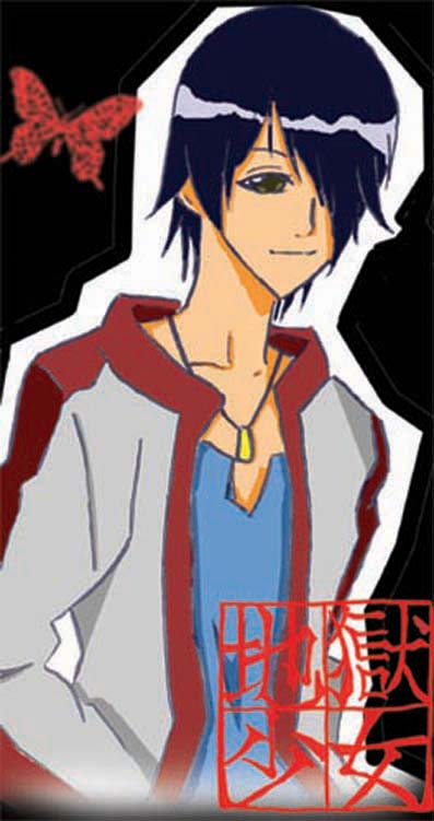 ichimoku ren, jigoku shoujo, tagme, 00s, black hair, green eyes