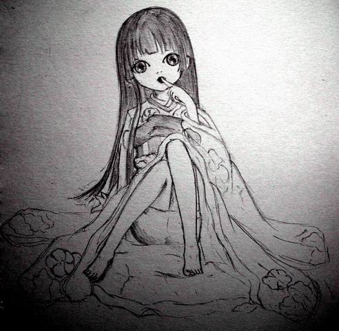 jigoku shoujo, lowres, tagme, 00s, monochrome, sketch