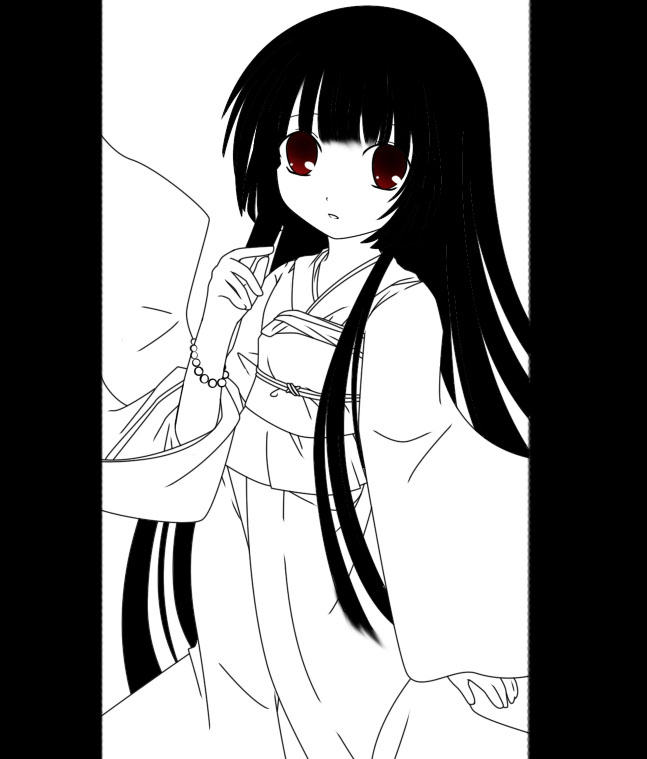 jigoku shoujo, tagme, 00s, monochrome, sketch