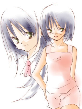 tsumura tokiko, busou renkin, lowres, 00s, blue hair, scar, yellow eyes