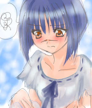 tsumura tokiko, busou renkin, lowres, 00s, blue hair, scar, yellow eyes