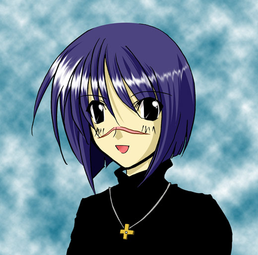 tsumura tokiko, busou renkin, tagme, 00s, blue hair, scar