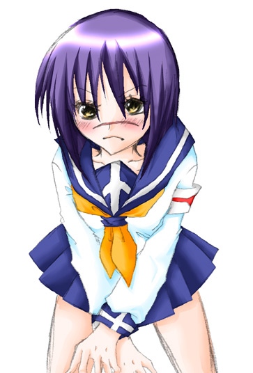 tsumura tokiko, busou renkin, 00s, blue hair, scar, school uniform, serafuku, yellow eyes