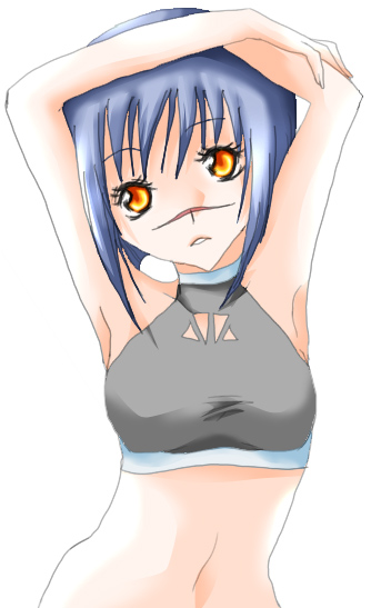 tsumura tokiko, busou renkin, 00s, blue hair, scar, yellow eyes