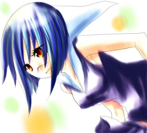 tsumura tokiko, busou renkin, lowres, 00s, blue hair, scar, yellow eyes