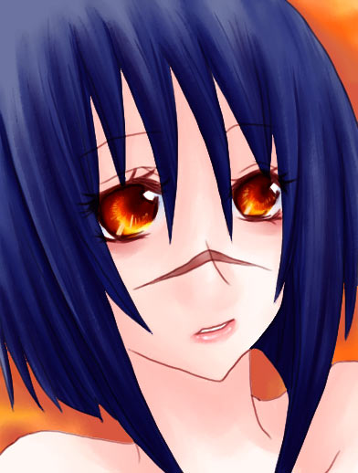 tsumura tokiko, busou renkin, 00s, blue hair, scar, yellow eyes