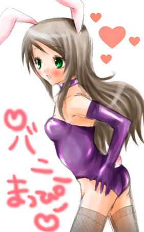mutou mahiro, busou renkin, lowres, tagme, 00s, brown hair, green eyes, playboy bunny