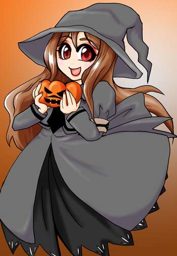 mutou mahiro, busou renkin, 00s, brown hair, halloween, red eyes