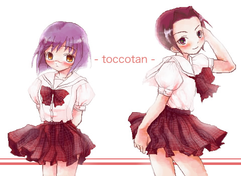 tsumura tokiko, busou renkin, lowres, 00s, blue hair, chono koshaku, scar, school uniform, serafuku, trap, yellow eyes