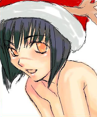 tsumura tokiko, busou renkin, lowres, 00s, blue hair, christmas, scar, yellow eyes