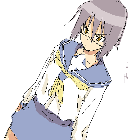 tsumura tokiko, busou renkin, lowres, 00s, blue hair, scar, school uniform, serafuku, yellow eyes