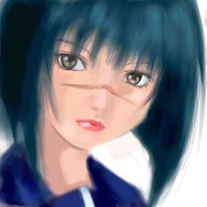 tsumura tokiko, busou renkin, lowres, 00s, blue hair, scar, school uniform, serafuku, yellow eyes