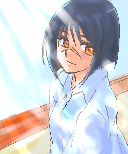 tsumura tokiko, busou renkin, lowres, 00s, blue hair, scar, yellow eyes