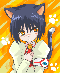 tsumura tokiko, busou renkin, lowres, 00s, animal ears, blue hair, cat ears, cat tail, scar, school uniform, serafuku, tail, yellow eyes