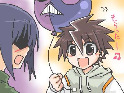 mutou kazuki, tsumura tokiko, busou renkin, lowres, 00s, blue hair, brown eyes, brown hair, scar