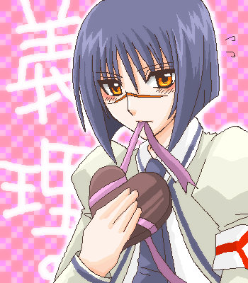 tsumura tokiko, busou renkin, lowres, 00s, blue hair, scar, school uniform, serafuku, valentine, yellow eyes