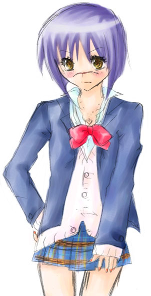 tsumura tokiko, busou renkin, 00s, blue hair, scar, yellow eyes