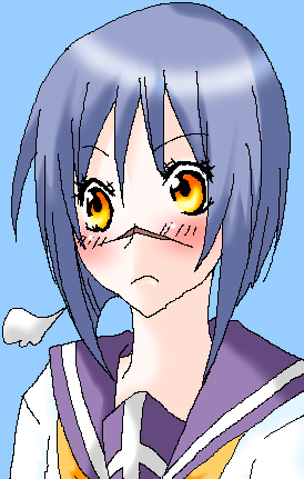 tsumura tokiko, busou renkin, lowres, 00s, blue hair, scar, school uniform, serafuku, yellow eyes