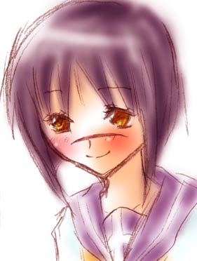 tsumura tokiko, busou renkin, lowres, 00s, blue hair, scar, school uniform, serafuku, yellow eyes