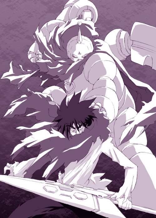 mutou kazuki, busou renkin, 00s, monochrome, sketch, valkyrie skirt