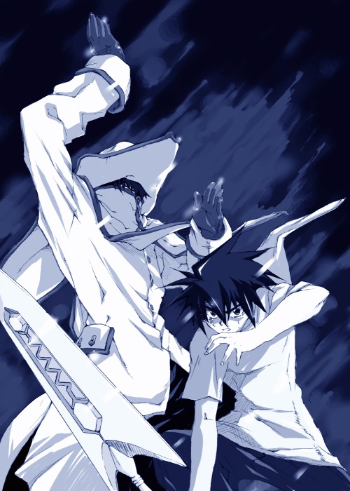 captain bravo, mutou kazuki, busou renkin, 00s, monochrome, sketch