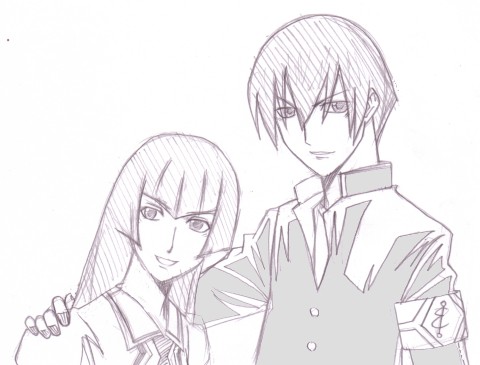 hayasaka ouka, hayasaka shusui, busou renkin, lowres, 00s, monochrome, sketch
