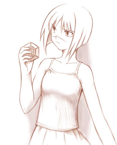 tsumura tokiko, busou renkin, lowres, 00s, monochrome, scar, sketch