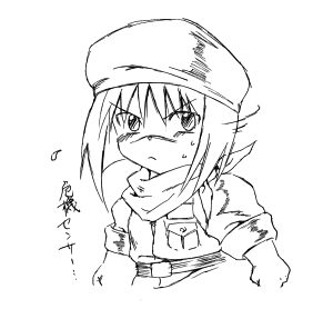 tsumura tokiko, busou renkin, lowres, 00s, monochrome, scar, sketch