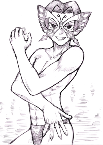 papillon, busou renkin, lowres, 00s, chono koshaku, monochrome, sketch