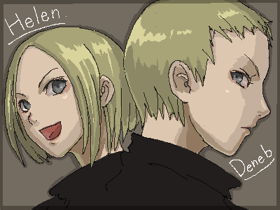 tea (nakenashi), deneve, helen, claymore (series), lowres, tagme, 00s, 2girls, multiple girls, oekaki