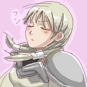 tea (nakenashi), cynthia (claymore), claymore (series), lowres, 00s, 1girl, closed eyes, female focus, oekaki, solo