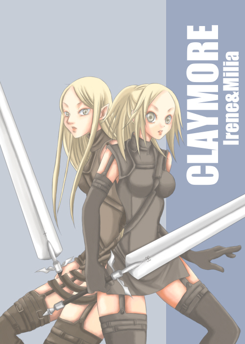 irene, miria, claymore (series), 00s, claymore (sword), sword, thighhighs, weapon