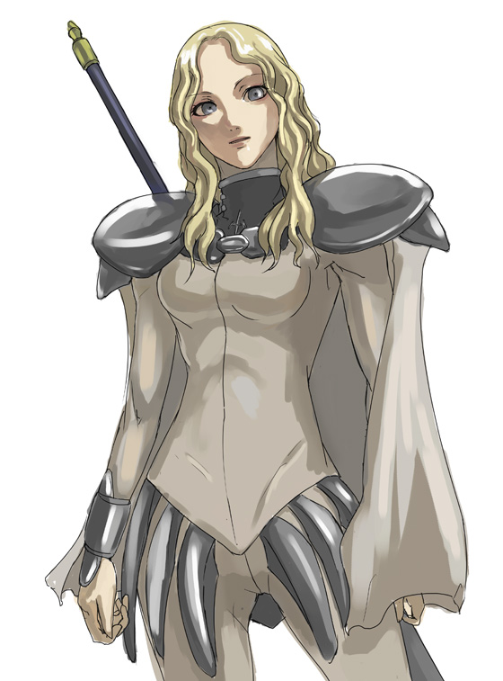 tea (nakenashi), teresa, claymore (series), 00s, 1girl, armor, claymore (sword), female focus, solo, sword, weapon