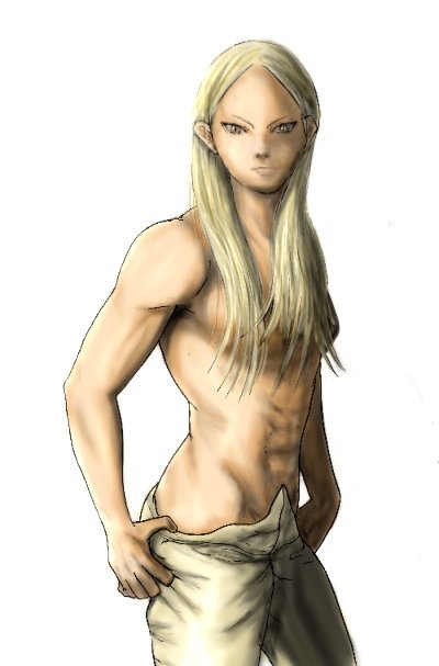undine (claymore), claymore (series), 00s, 1girl, censored, convenient censoring, female focus, hair over breasts, solo, topless female, undressing