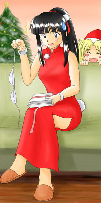 aoyama motoko, kaolla su, love hina, china dress, chinese clothes, christmas, dress, red dress