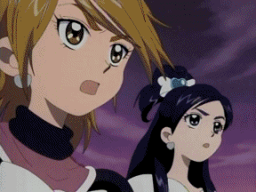 cure black, cure white, misumi nagisa, pisard, yukishiro honoka, futari wa precure, precure, animated, animated gif, lowres, 00s