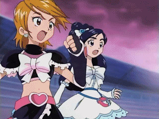 cure black, cure white, gekidrago, misumi nagisa, yukishiro honoka, futari wa precure, precure, animated, animated gif, lowres, 00s, qvga