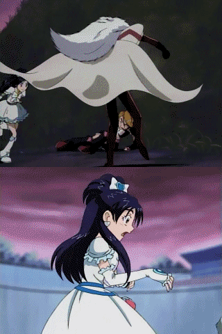cure white, pisard, yukishiro honoka, futari wa precure, precure, animated, animated gif, lowres, 00s, comparison, split screen
