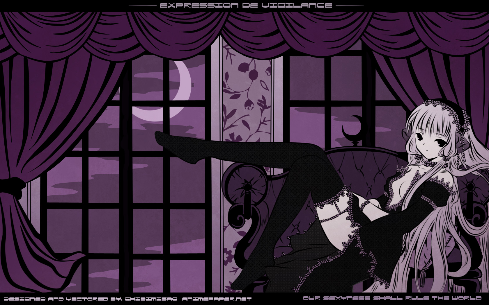 freya, chobits, highres, 00s, feet, long hair, thighhighs, window